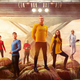 The main cast of Paramount Plus' Star Trek: Strange New Worlds, with the USS Enterprise in the background.
